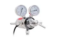 Регулятор баллонный с нагревом AMFLO R198CG-4M-36 (CO2)  36V 190W никелированная латунь  с 2-мя манометрами, давление на входе до 150 бар. PRV. произв 14м3/час / Regulator R198CG-4M-36