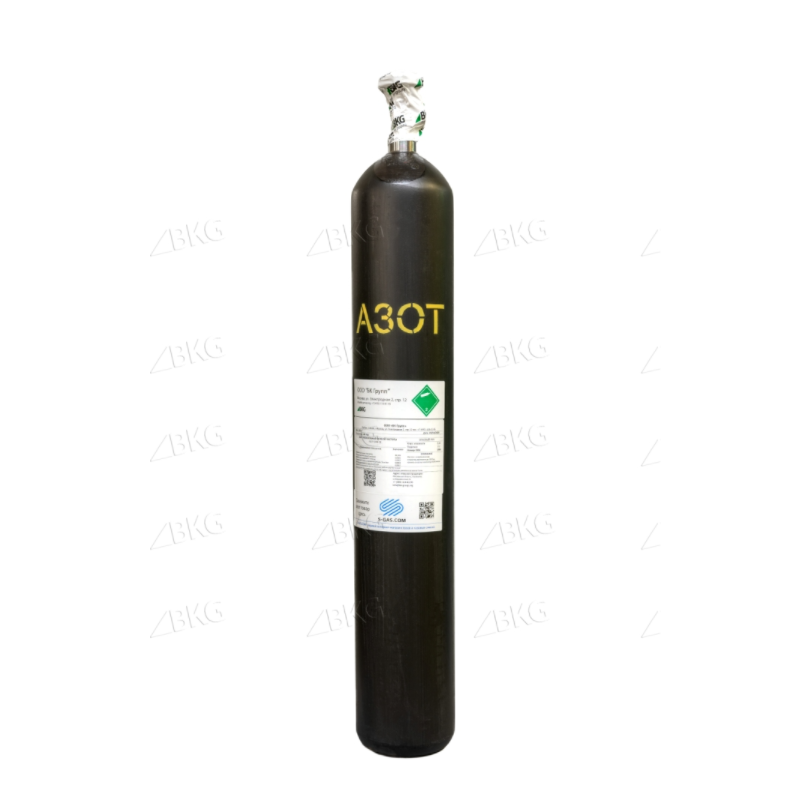 Азот (N2) ПНГ 5.0 (99,999%) в баллоне 50л 200бар, соединение  G3/4 (DIN 9)